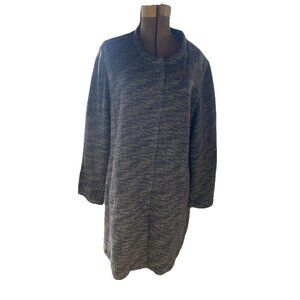 Eileen Fisher Womens Black Lightweight Coatigan Jacket Size XL Longsleeve Grey